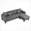 Canapé modulaire avec méridienne gauche / droite, porte-gobelets, tissu gris ardoise moderne à 4 places | Taille standard