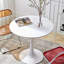 Console de salon blanche moderne, 31,5 po de diamètre. Plateau de table avec base en métal stable. Idéal pour l'Action de grâce, le vendredi noir, le Cyber lundi et Noël. Café facile à nettoyer