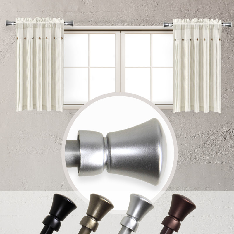 Tringle à rideaux simple réglable 12 "à 20" 0,63 ", Nickel satiné
