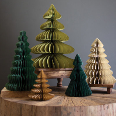  Ensemble de cinq arbres de Noël en papier accordéon - un par style