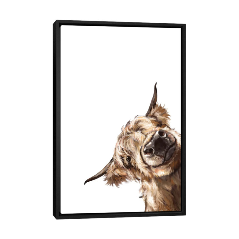 «Sneaky Highland Cow» par Big Nose Work, impression, Papier encadré noir, H 60 po x l 40 po x P 1,5 po