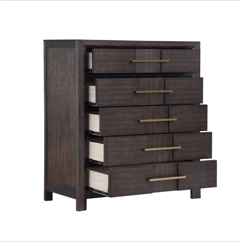 Commode 5 tiroirs Kenzo, Noyer