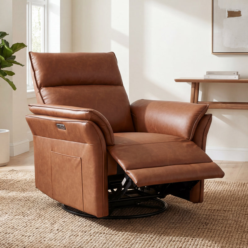 Faux Leather Electric Adjustable Upholstered Lounge Chair Recliner, Brown
