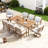Michael 9-Piece Brown Aluminum Patio Dining Set With Rectangular Table, 2 Swivel Dining Chairs And Light Gray Cushions