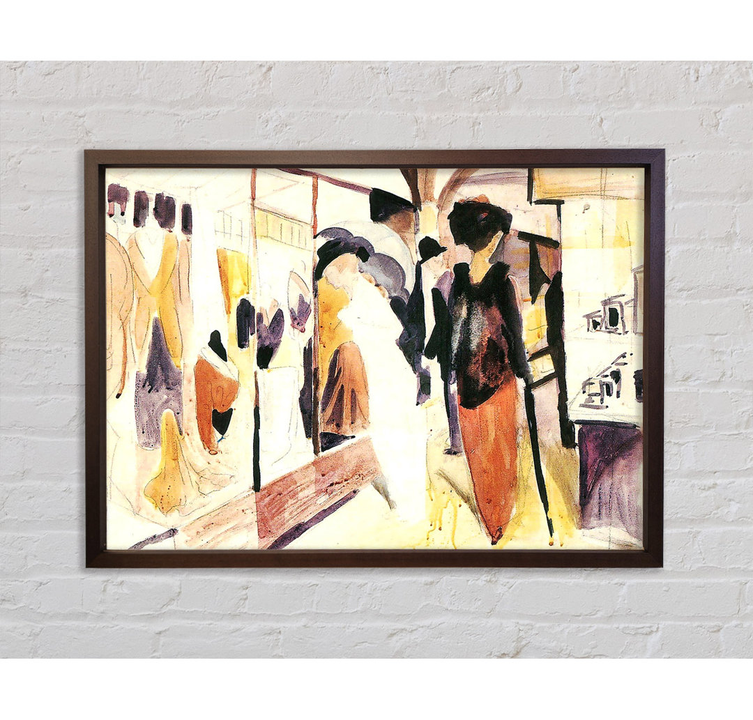 August Macke Fashion Shop Porch - Einzelner Bilderrahmen Kunstdrucke auf Leinwand