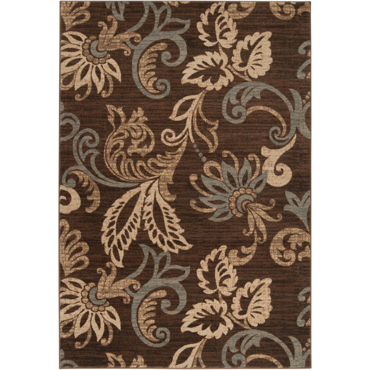 Thangool Flroal Coffee Bean/White/Beige Area Rug