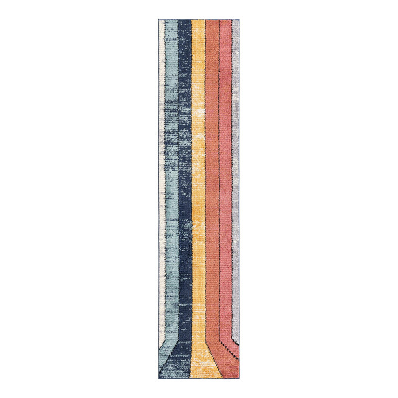 Abrams Geometric Polyester Rug, Runner 2'7" x 12'