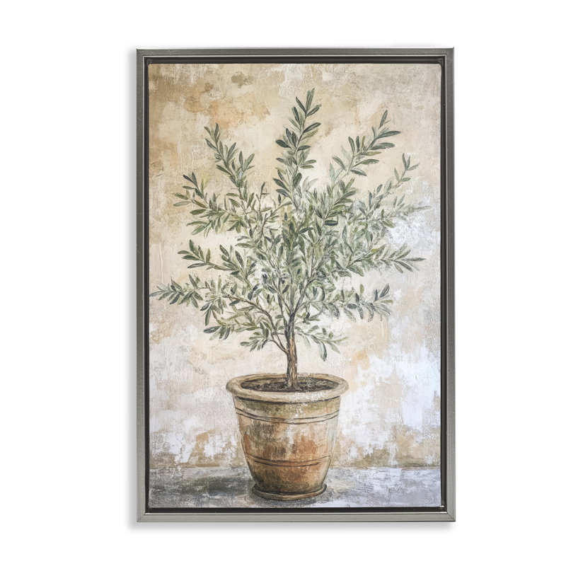 Cadre flottant méditerranéen en pot olive, design par Petal Prints Design, 25 x 17, Lustre Grey Floater Framed