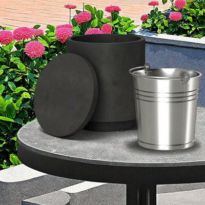 Tables de patio multifonctionnelles, acier béton, petit espace de divertissement extérieur moderne