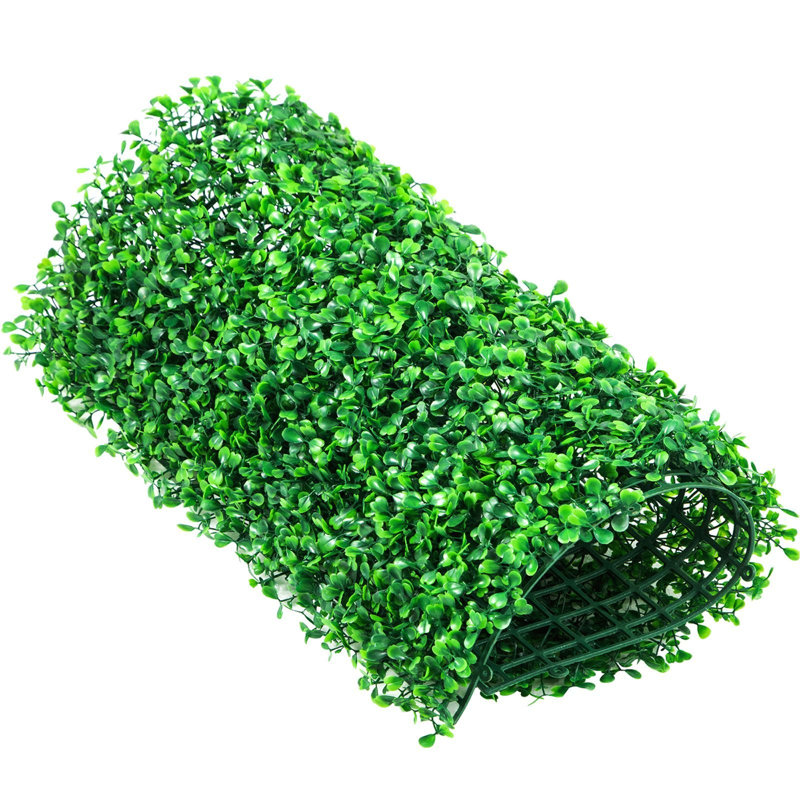 Panneau mural artificiel haie de buis - 10 po x 10 po, PE, paquet de 12, vert, résistant aux rayons UV