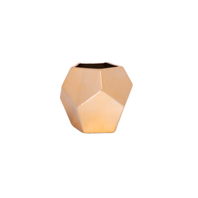 Ceramic Hexagon Pot Lg Metallic Finish Gold