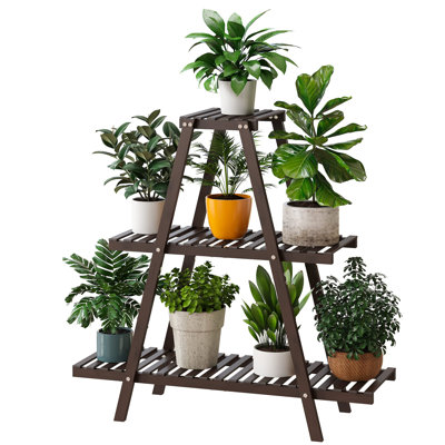 Plant Stand Indoor, Outdoor Bamboo Plant Stands For Multiple Plants, 3 Tier 8 Potted Flower Holder Ladder Plant Rack,Plant Shelf Ladder Table Plant Po by Arlmont & Co.