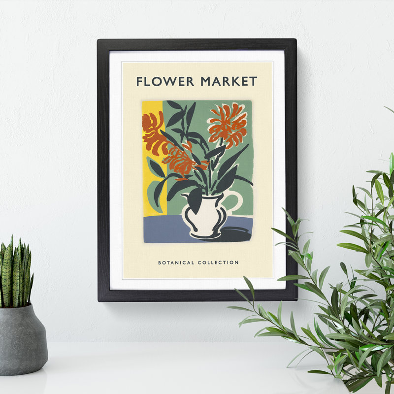 A Botanical Flower Market Exhibition No.9 - Single Picture Frame Print on Wood, 46cm H x 34cm W x 2cm D