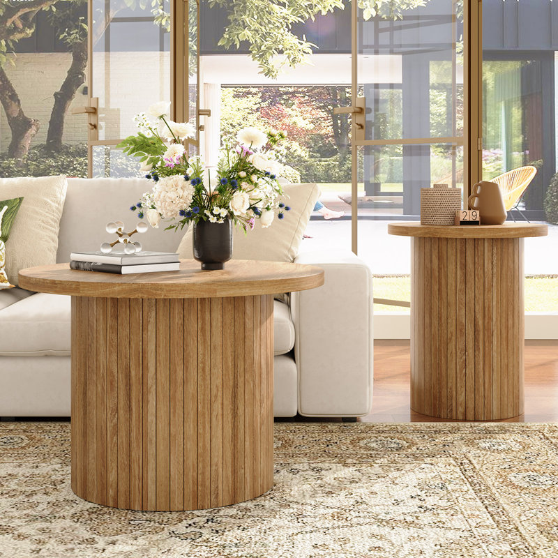 Ensemble de tables basses Mid-Century, Bois de chêne