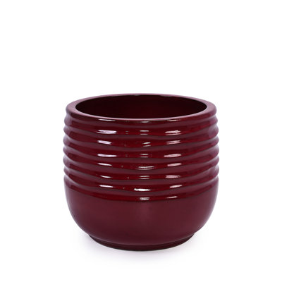 Pot de fleurs en céramique 3 pièces, pot à fleurs rouge en pâte avec un design élégant, utilisation toutes saisons, drainage intégré pour les racines, L 14,67 po x l 12,01 po, patio moderne et rebords de fenêtre de 42,57 lb, résistant aux intempéries, renforcé