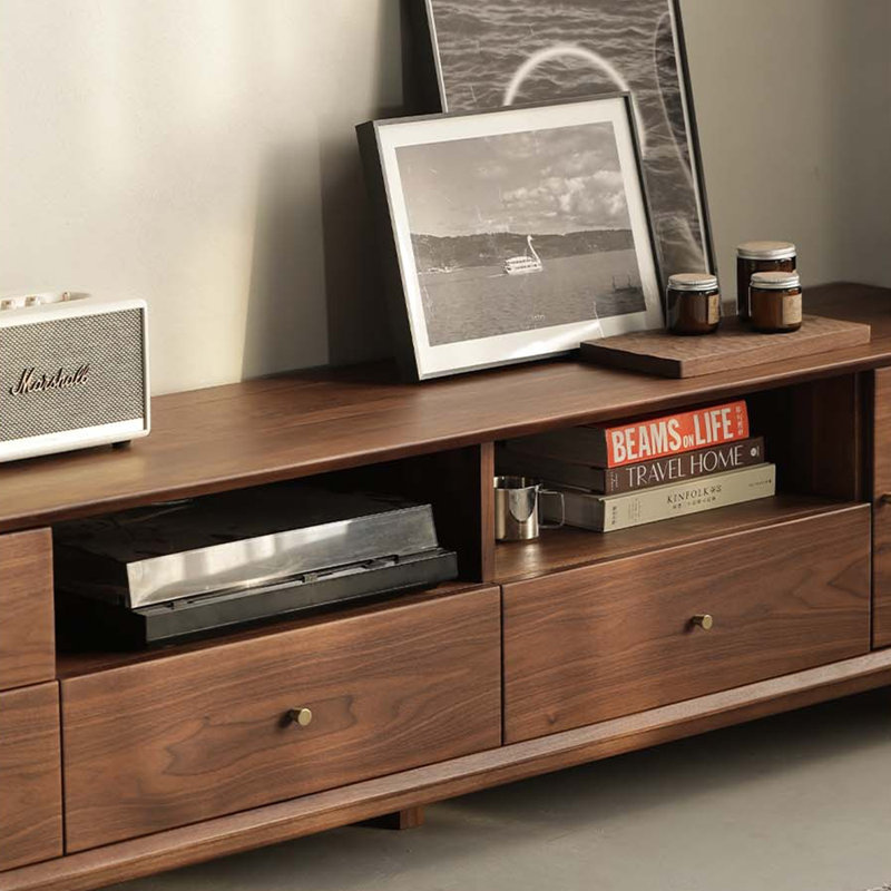 Black walnut solid wood TV cabinet