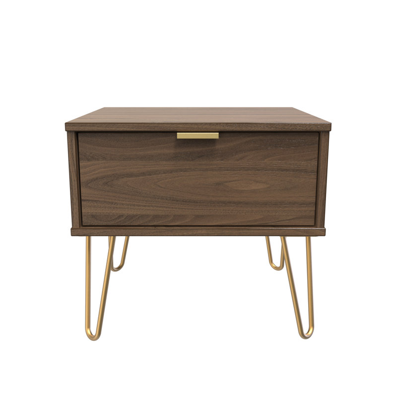 Bisceglia End Table, Brown/Gold