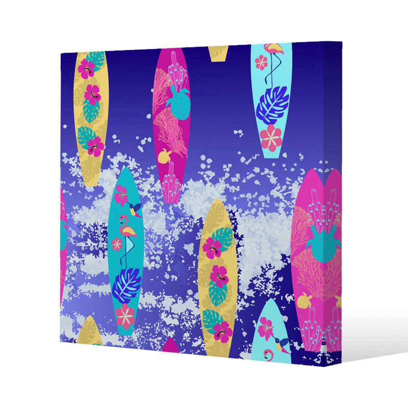 Tropical Surf Slim Style Canvas Print , 15mm Slim Real wood., 60 cm H x 60 cm W