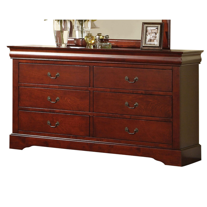 Commode anglaise en bois massif à 6 tiroirs brun Beth