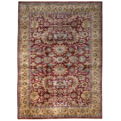 Ushak Oriental Hand-Knotted Wool Red/Yellow Area Rug