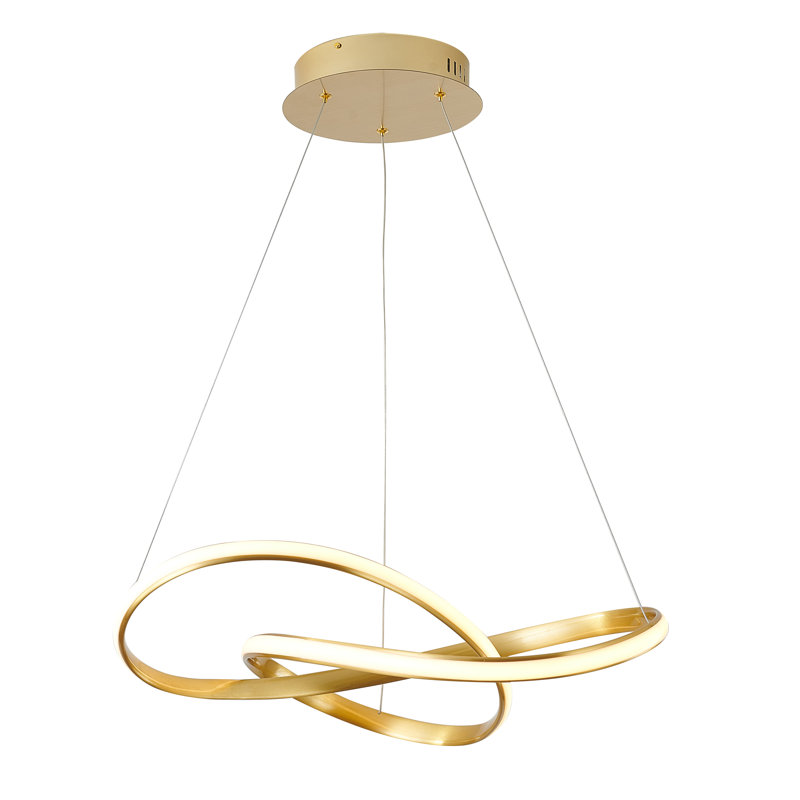 Egremt Gold LED Chandelier With White Acrylic Diffuser, Gold