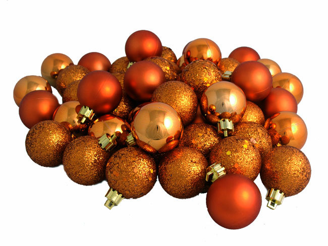 96 boules de Noël 96 ct incassables à 4 finitions 1,5 po (40 mm), Orange brûlé
