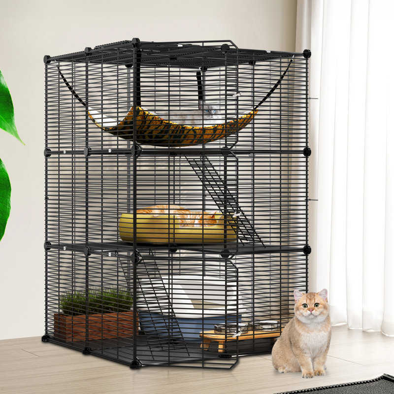Tucker Murphy Pet™ Cat Cage Multi-Purpose Cat Enclosure, DIY Indoor Playpen And Kennel With Large Hammock For Cats And Small Animals