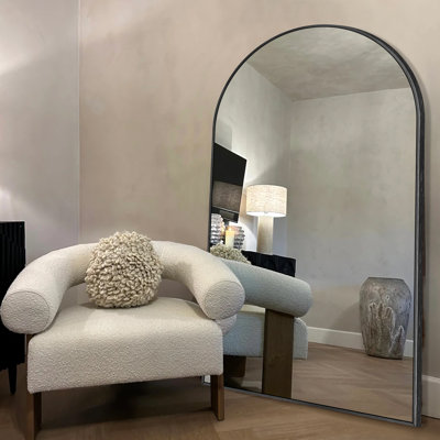 Malesha Large Modern Full Length Arched Aluminum Alloy Framed Floor Mirror 
