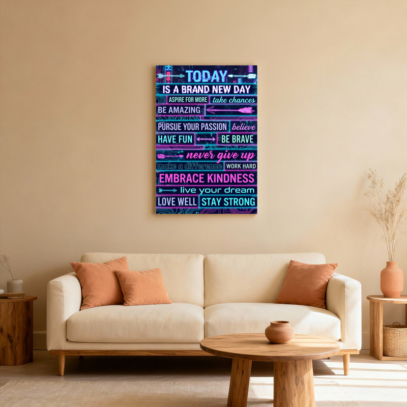 Neon Motivational Quotes, H 18 po x l 12 po
