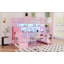 Lit mezzanine double en métal avec escalier, garde-robe, bureau, tablettes de rangement, lumières DEL et station de charge-1312841112
