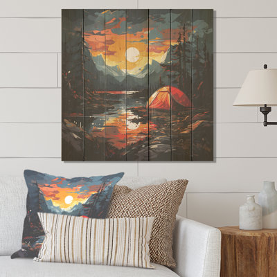Seaside Sunset Camp I - Nursery's On Wood Print