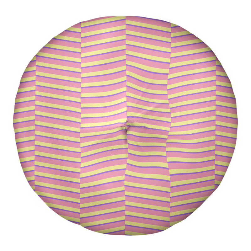 Coussin de sol à rayures fracturées, 30 po x 30 po, Rose-mauve / jaune