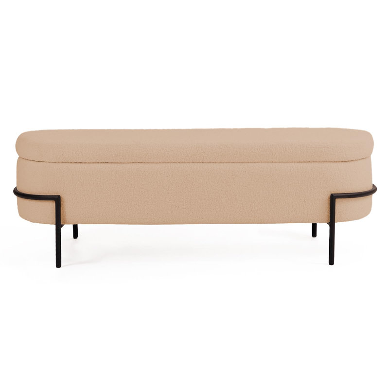 Kendelyn Upholstered Storage Bench, White, 17.7" H x 52.4" W x 16.5" D