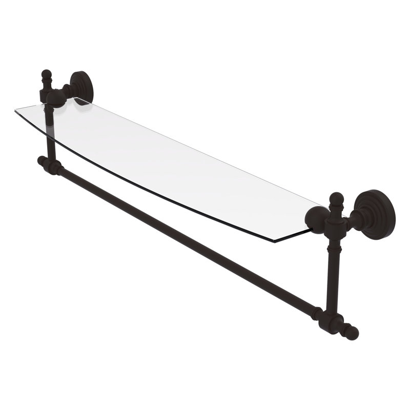 Retro Wave Bracket Shelf with Towel Bar, Oil Rubbed Bronze, 28"