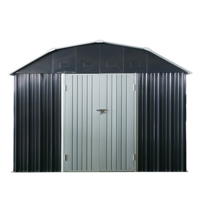 10 ft. x 12 ft. Outdoor Metal Storage Shed with Arched Roof & Double Doors