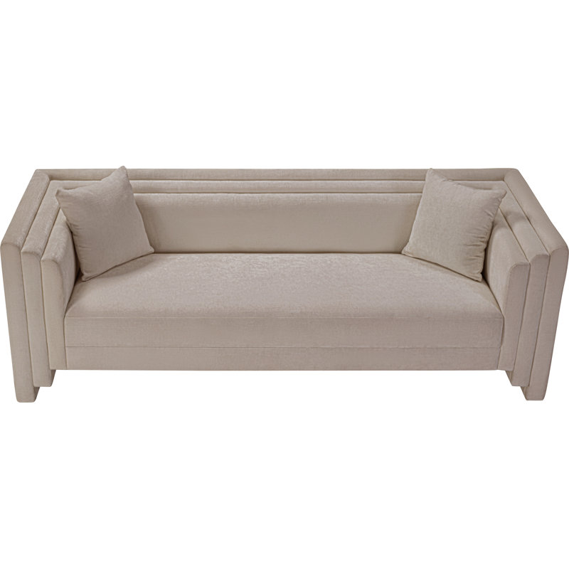 Helmer Chenille Fabric Sofa, Tissu chenille beige