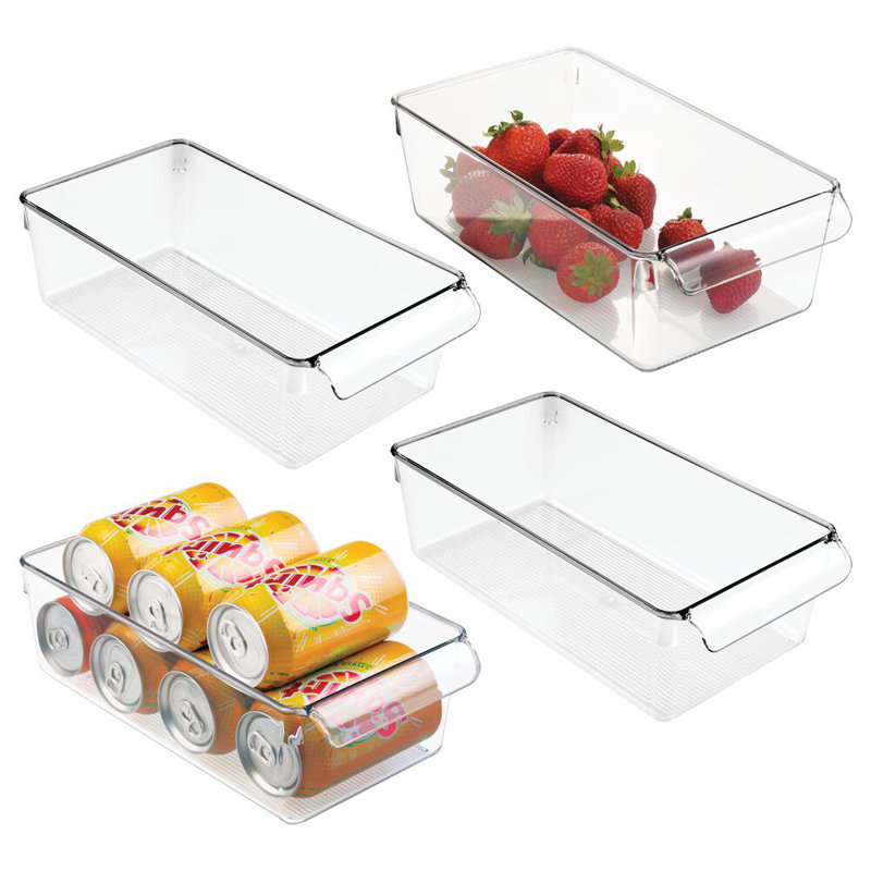 Bac de rangement pour réfrigérateur avec poignée iDesign - plateau pour réfrigérateur pour viandes et fromages - ensemble de 4 - transparent