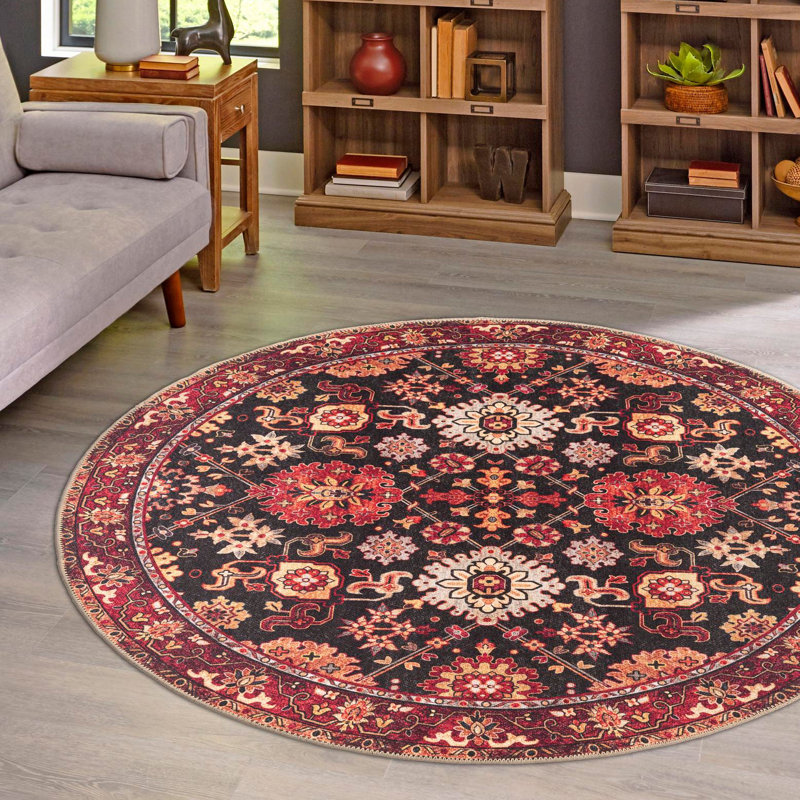 Miyon Performance Chenille Floral Indoor Rug, Round 7'10" x 7'10"