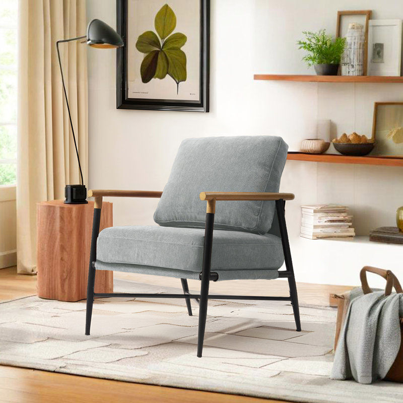 Fauteuil d'appoint Dajauna, Chenille gris pâle