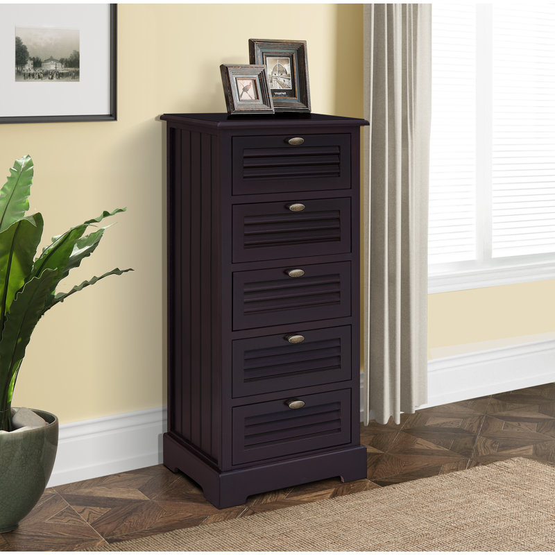 Commode décorative 5 tiroirs Dvorak, Espresso
