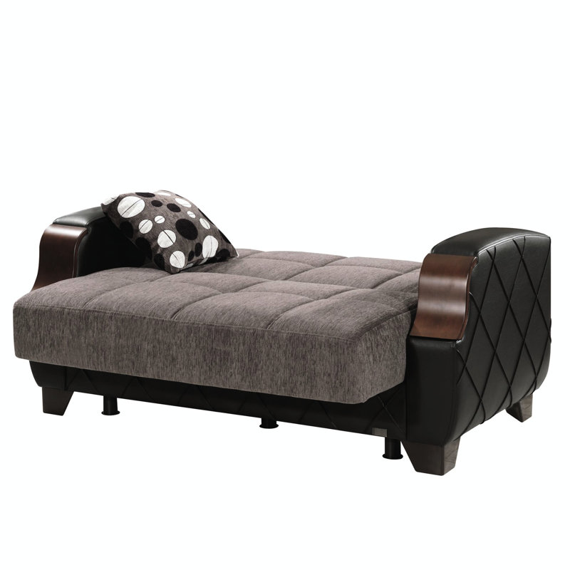Convertible avec compartiment de rangement en chenille grise - Collection pour plus de commodité revêtue de tissu fonctionnel