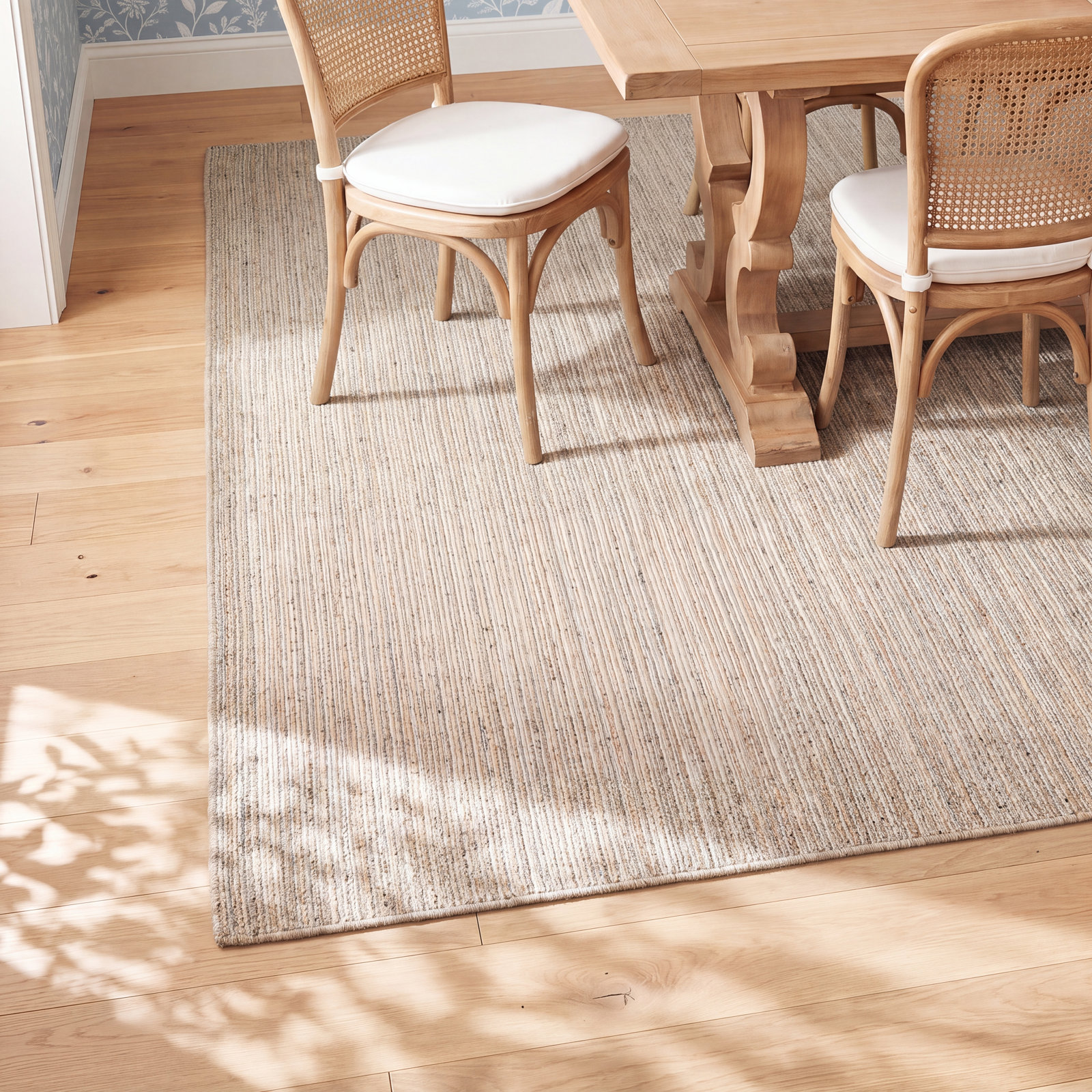 Caitlin Light Brown Silver Hand-Woven Jute Rug, Rectangle 2' x 3'