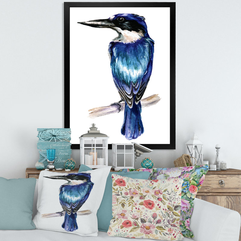 Style Martin-pêcheur - reproduction sur toile, Toile avec cadre noir, H 32 po x l 16 po x P 1,5 po