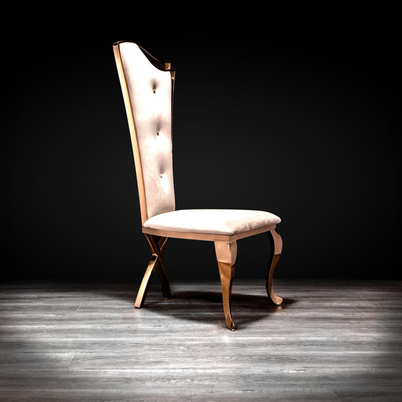 Mohandis 17'' H Velvet Upholstered Side Chair, Taupe