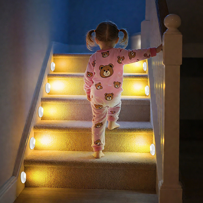 Veilleuse rechargeable sans fil 2,7 pouces, détecteur de mouvement 3 couleurs pour couloir, chambre à coucher