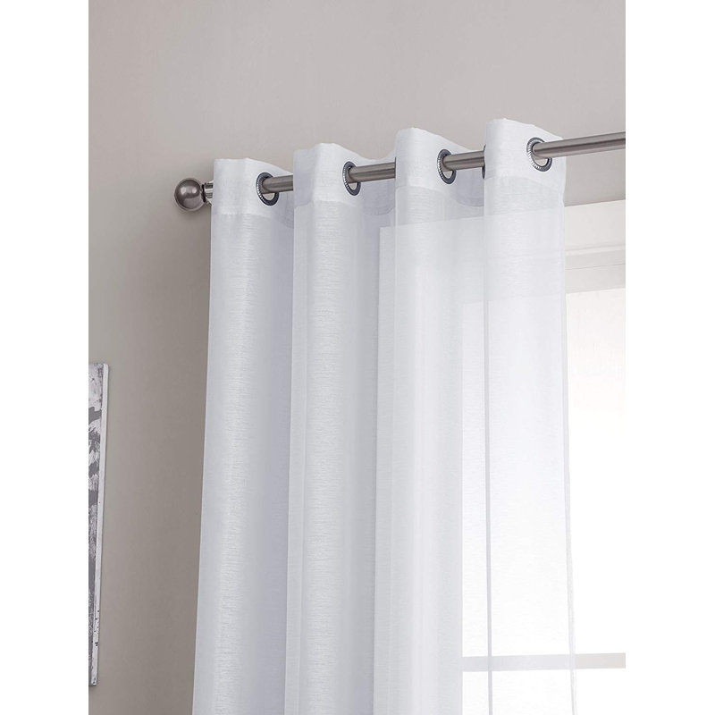 Karina Semi Sheer Curtain Pair, 54"W x 63"L, White