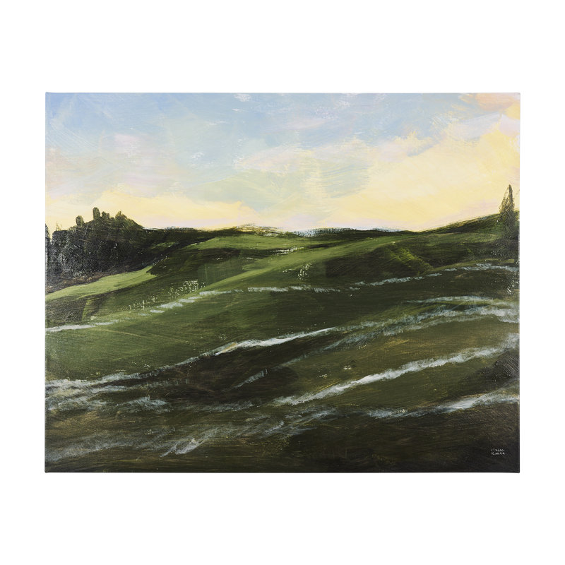 Toile texturée brodée à la main Sunrise Valley, H 28 po x l 35 po x P 1,5 po