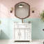 Meuble-lavabo de salle de bain avec lavabo et poignées en métal-923074689