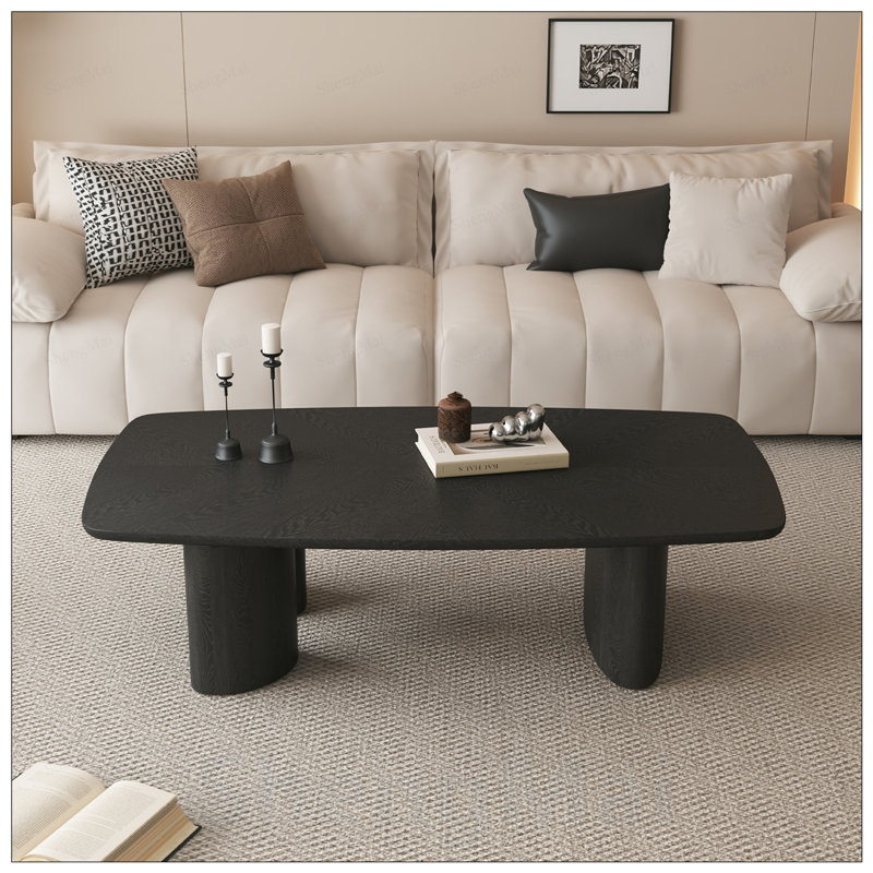 Table basse en panneau de fibres à densité moyenne avec finition en placage de frêne pour le salon, style rustique campagnard, design durable et spacieux
