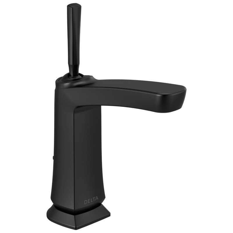Robinet de salle de bain monotrou avec drain Vesna, Noir mat